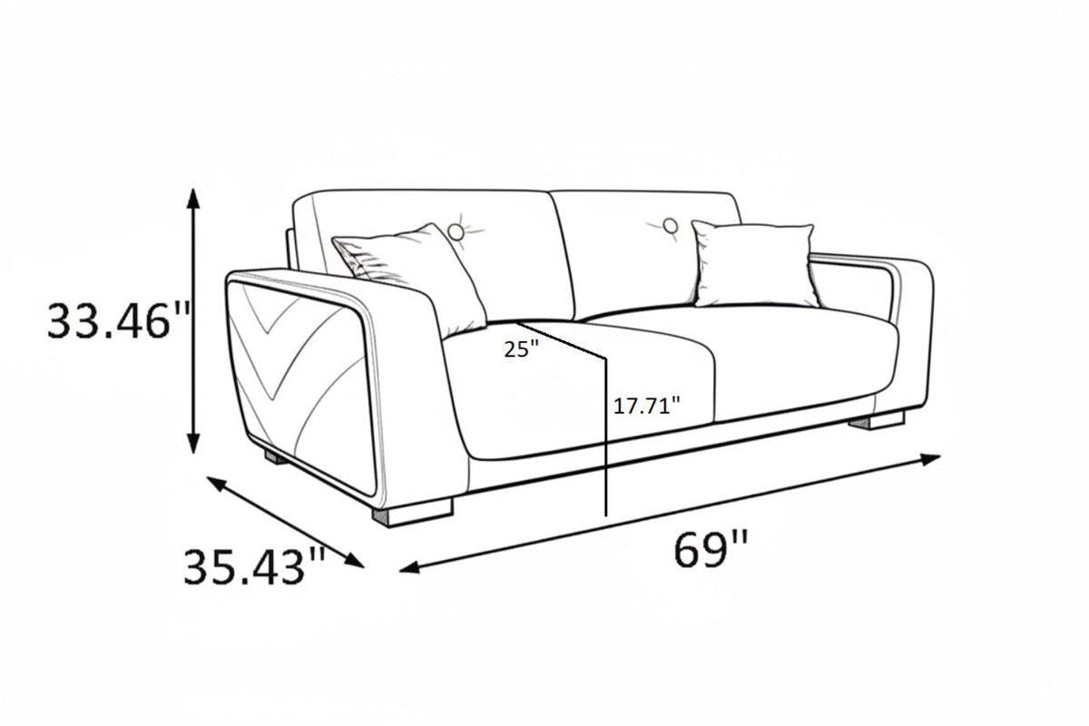 Modern Italian Style Leather Sofa Set