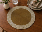 Elegant Gold & Pearl White Beaded Round Placemat / Ruchi