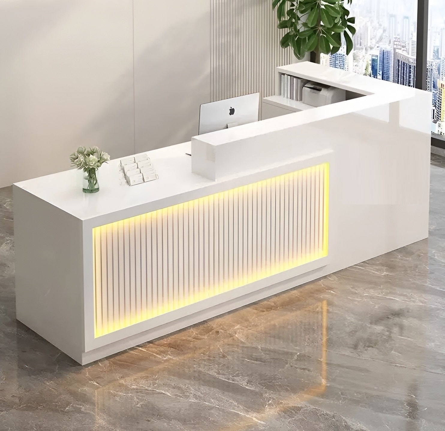 Modern Wooden LED Reception Desk / Ruchi