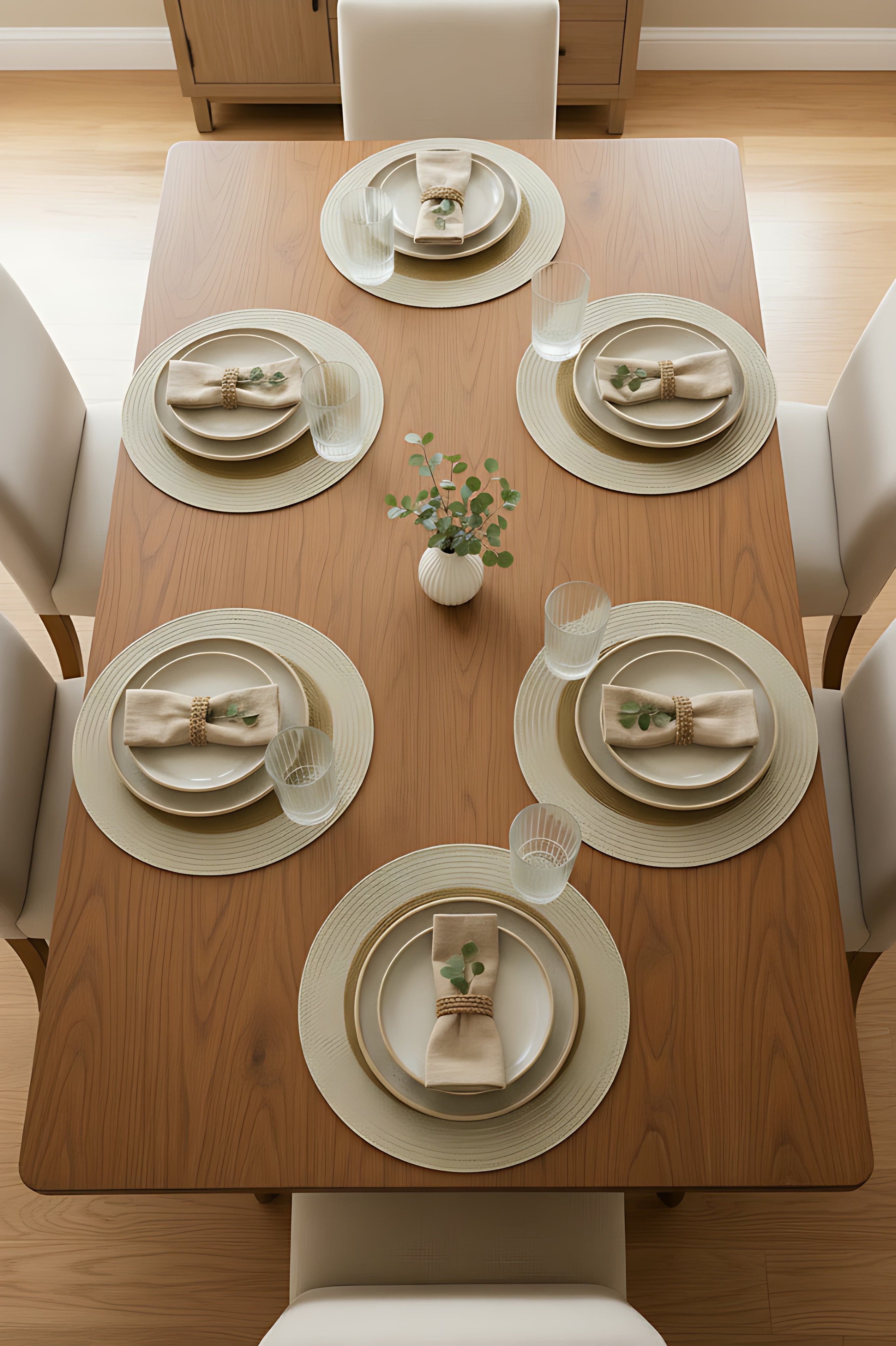 Elegant Gold & Pearl White Beaded Round Placemat / Ruchi