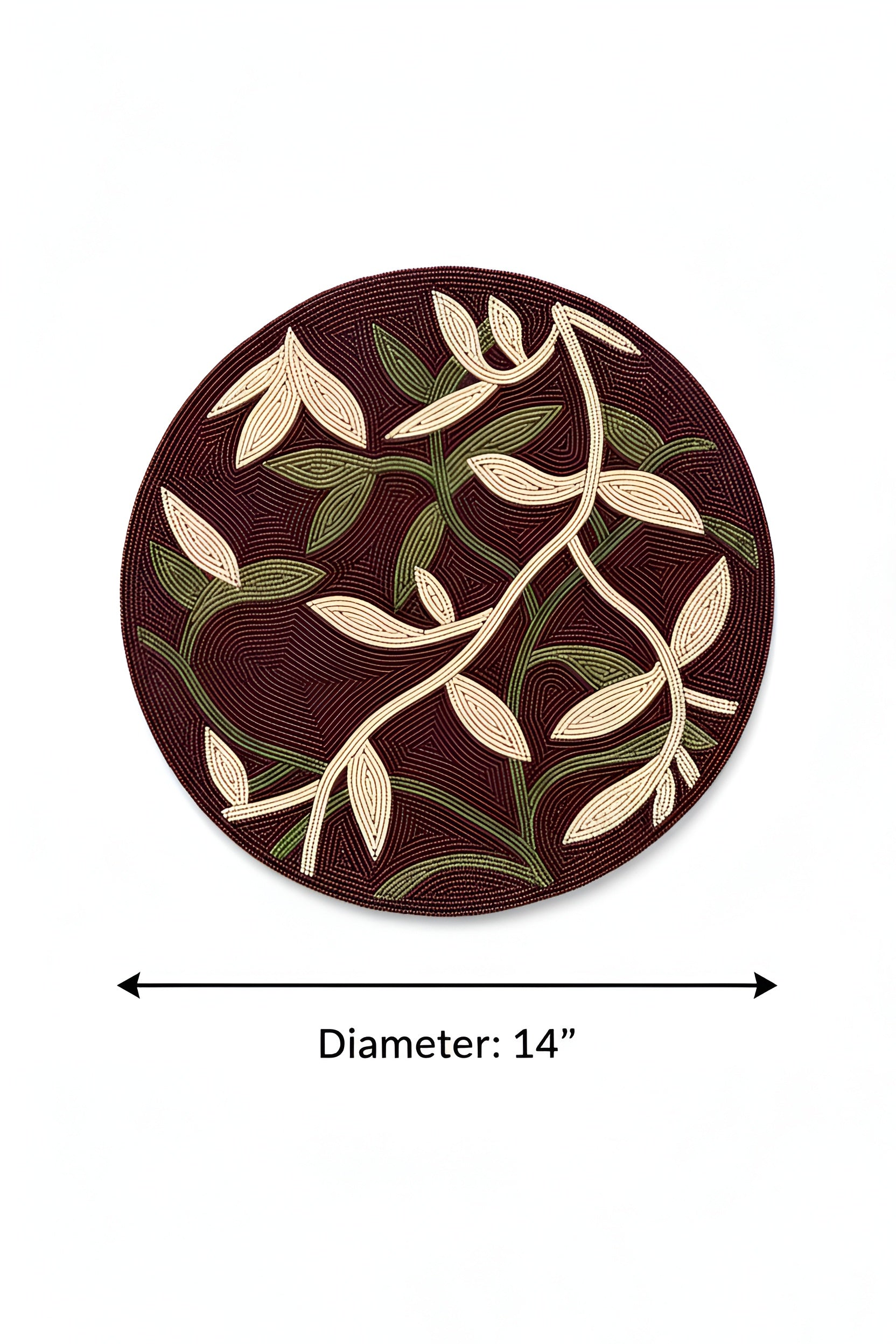 Botanical Floral Beaded Round Placemat Set of 2 / Ruchi