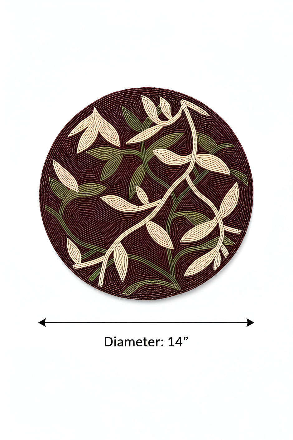 Botanical Floral Beaded Round Placemat Set of 2 / Ruchi