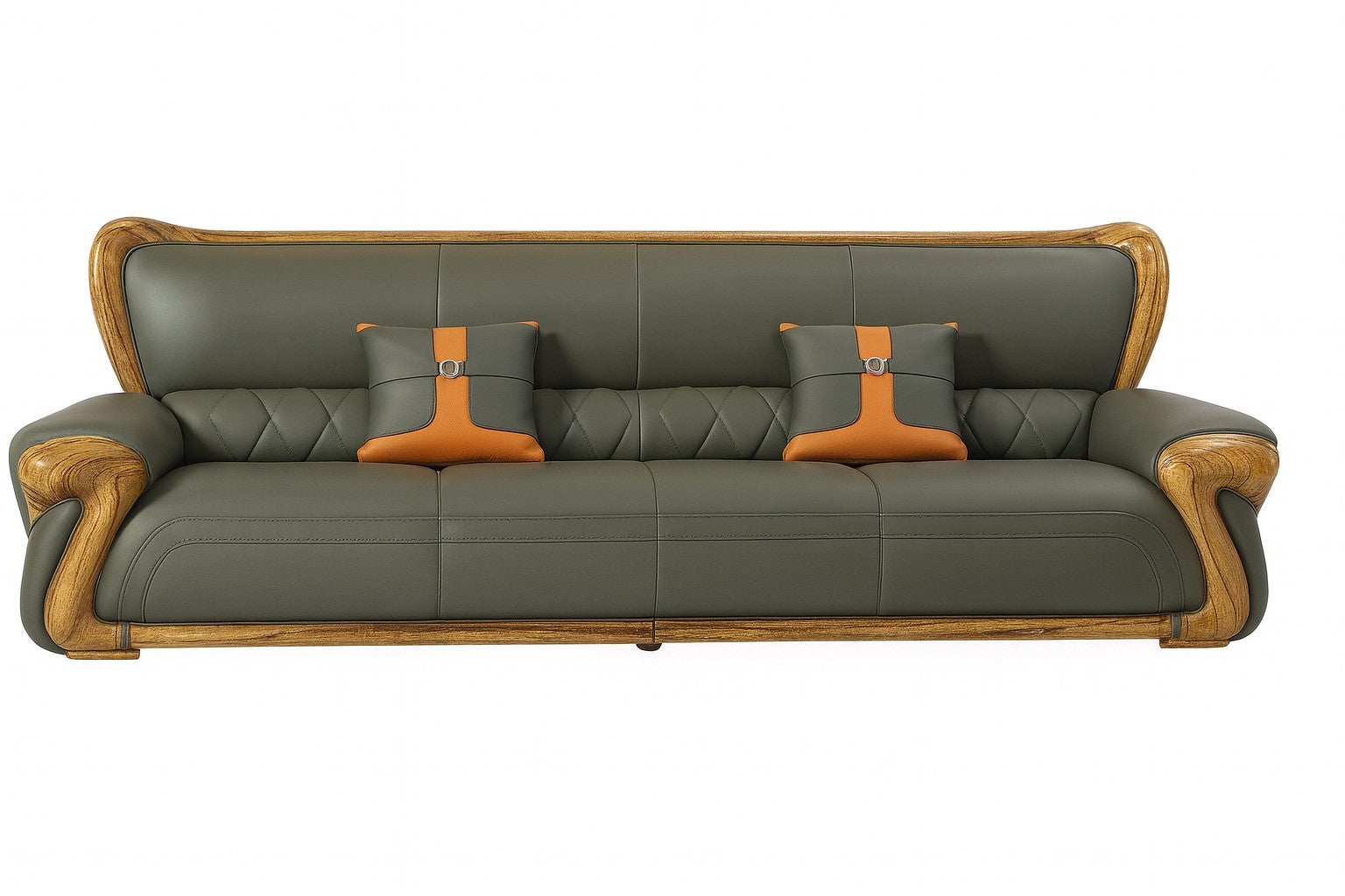 European Pure Genuine Leather 4-Seater Sofa