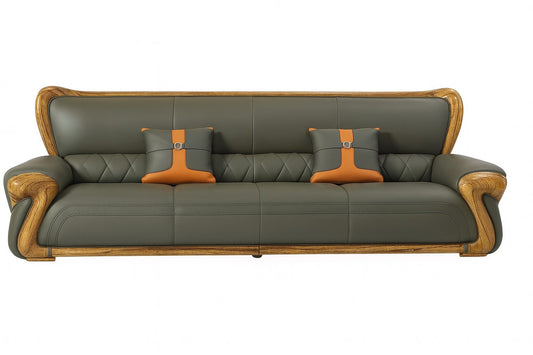 European Pure Genuine Leather 4-Seater Sofa