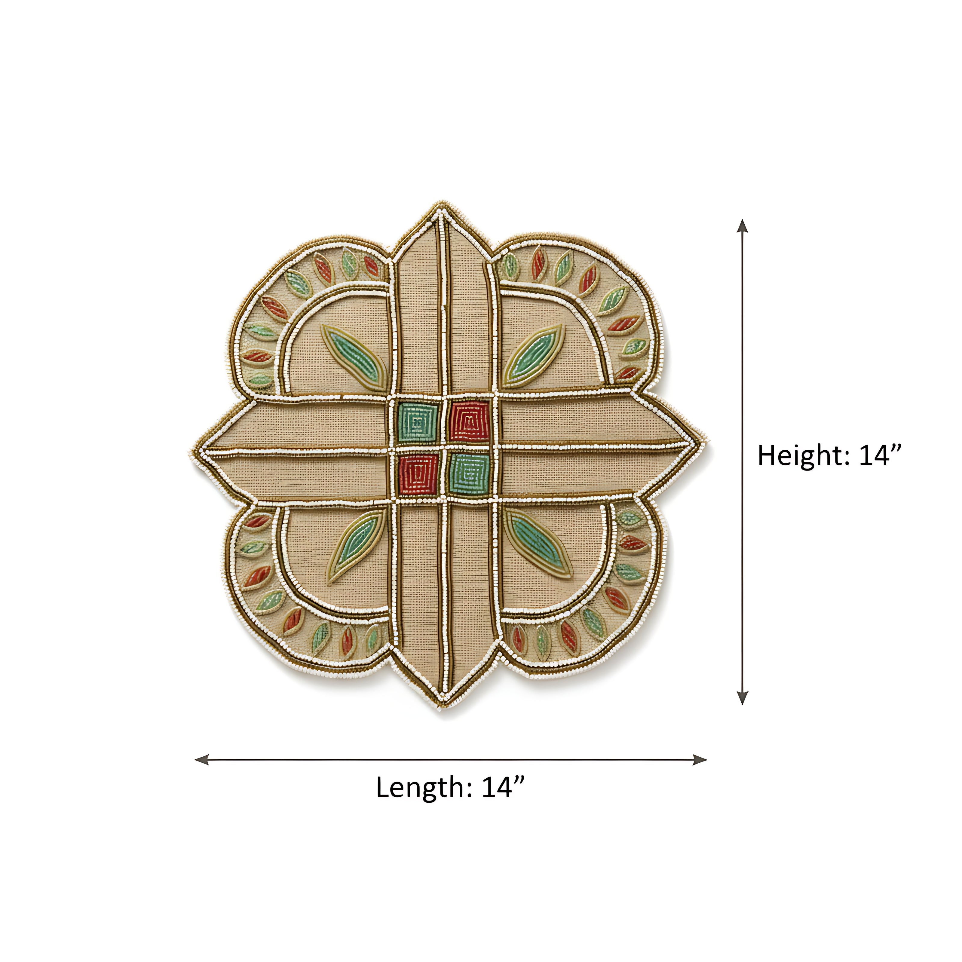 Elegant Geometric Floral Beaded Placemat Set of 2 / Ruchi