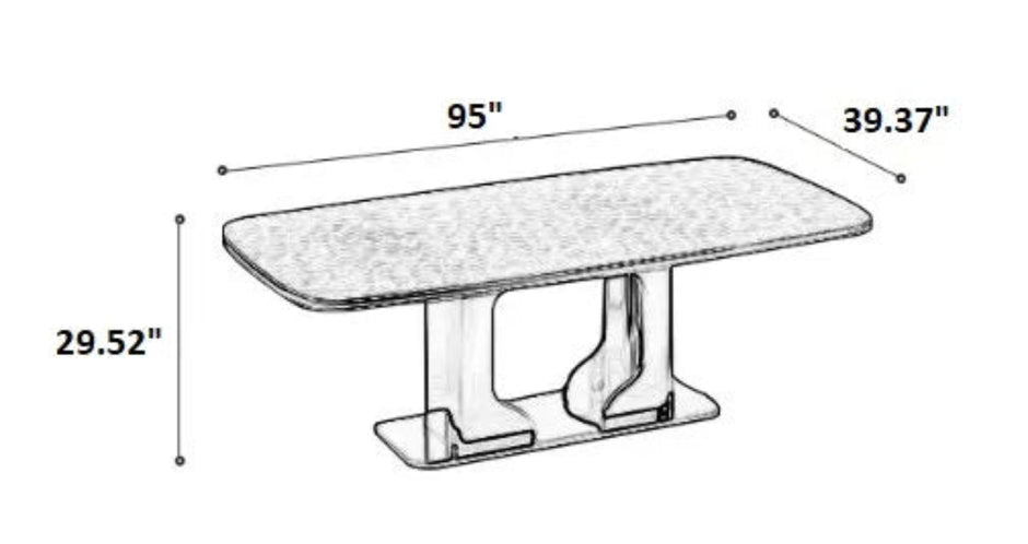 95 Inch Marble Dining Table Set For 8 / Ruchi