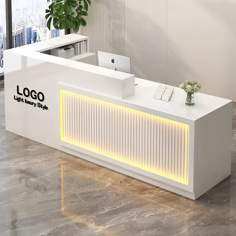 Modern Wooden LED Reception Desk / Ruchi 