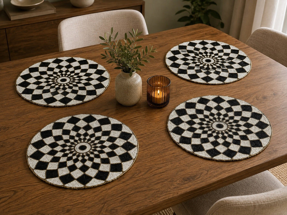Beaded Geometric Pattern Placemat Set Of 2 / Ruchi