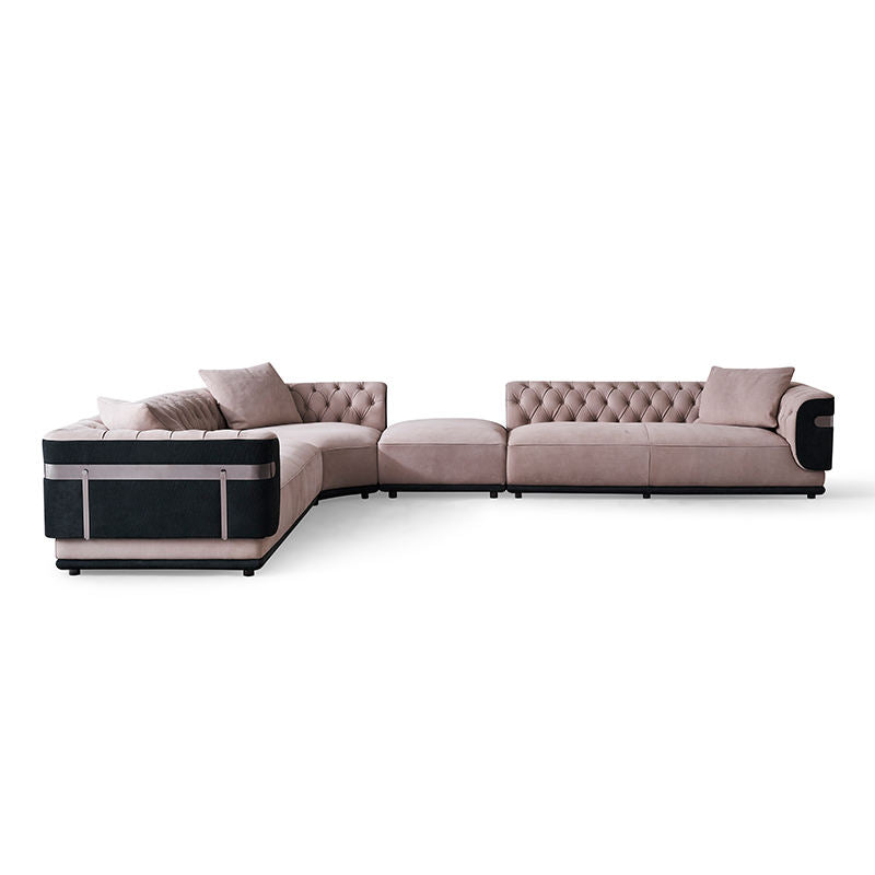 Large L-Shape Leather Fabric Sectional Sofa