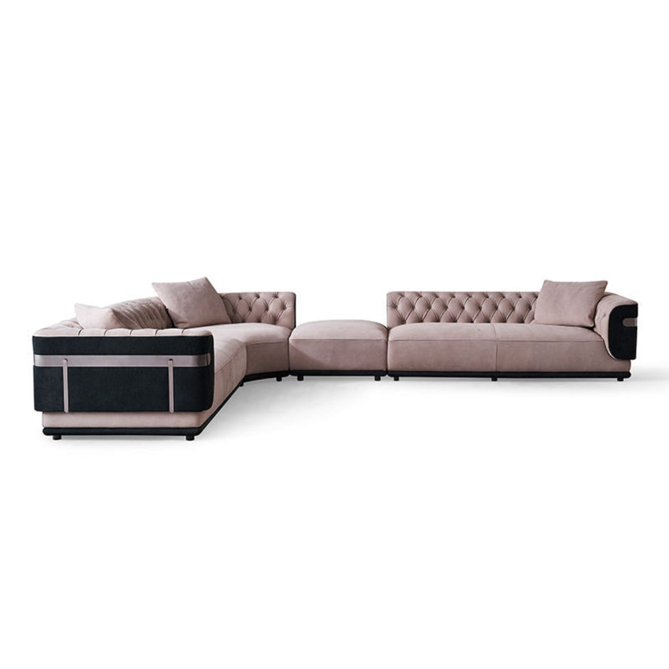 Large L-Shape Leather Fabric Sectional Sofa