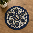 Elegant Navy Blue Floral Beaded Round Placemat Set of 2 / Ruchi