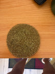 Gold Beaded Round Coaster Set of 2 / Ruchi