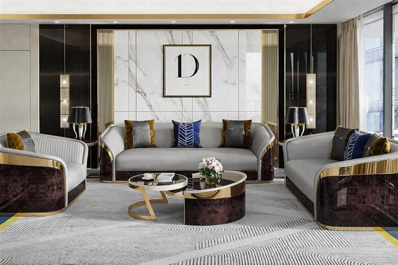 Luxurious Leather Sofa Set For Living Room