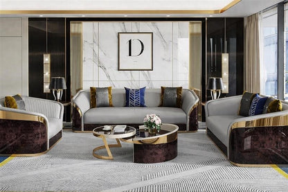 Luxurious Leather Sofa Set For Living Room