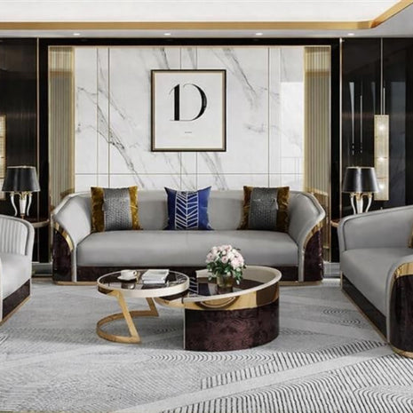 Luxurious Leather Sofa Set For Living Room
