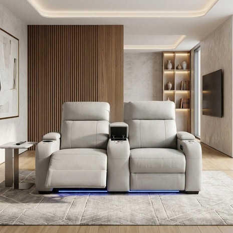 Multifunctional Theater LED Leather Power Recliner Sofa / Ruchi
