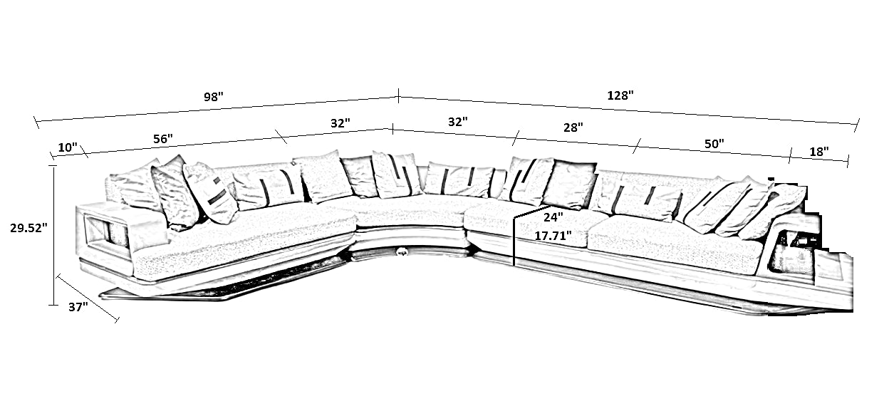Boucle Fabric Upholstered L-Shaped Sectional Sofa / Ruchi 