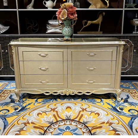 European Wooden Buffet Table With Drawers / Ruchi