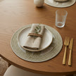 Elegant Ivory & Gold Beaded Round Placemat Set of 2 / Ruchi