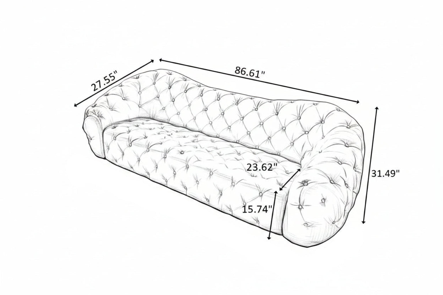 Modern 3 Seater Leather Sofa / Ruchi