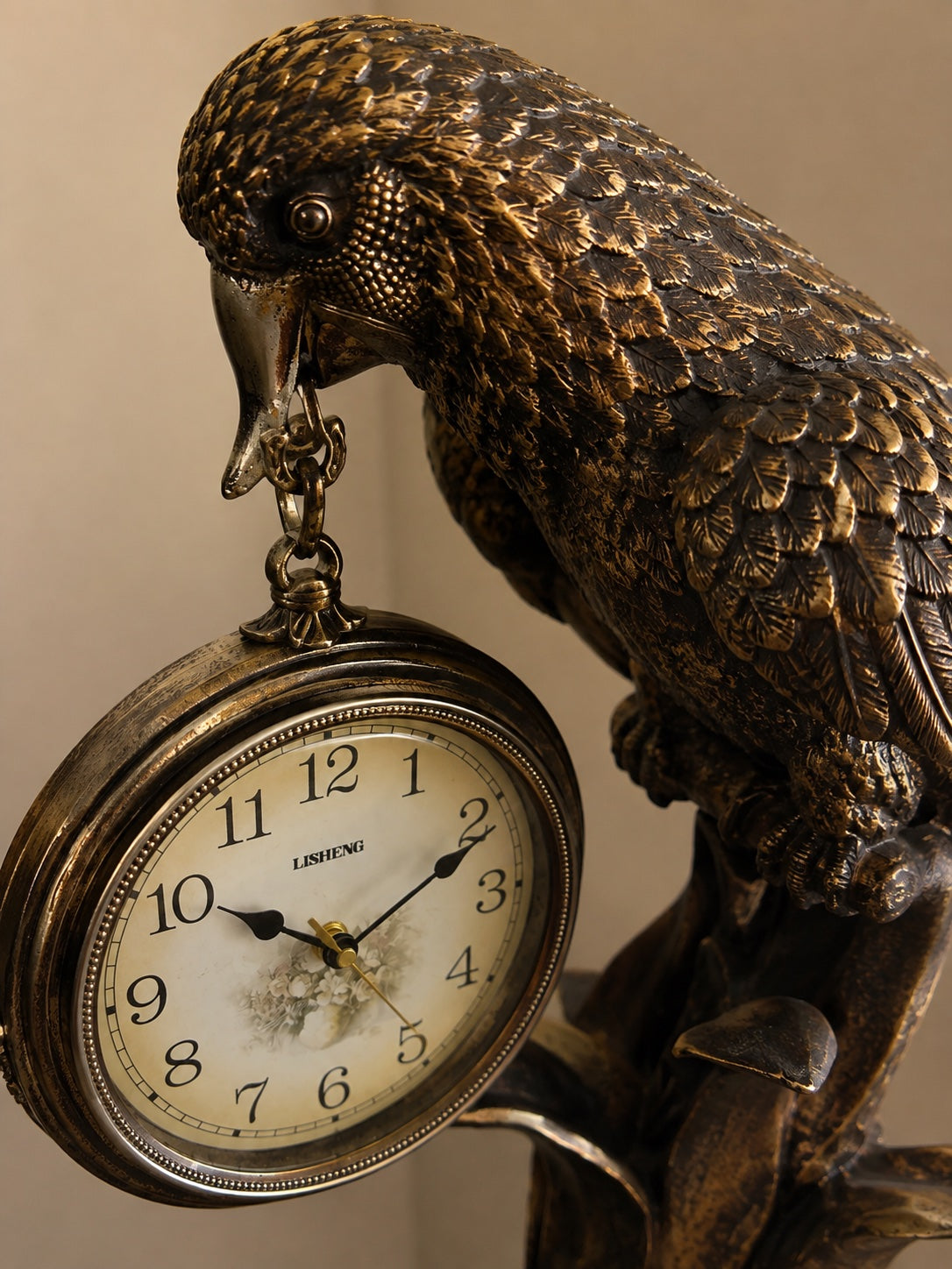 Vintage Owl Bird Sculpture Floor Clock / Ruchi