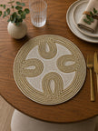 Elegant Ivory & Gold Beaded Round Placemat Set of 2 / Ruchi