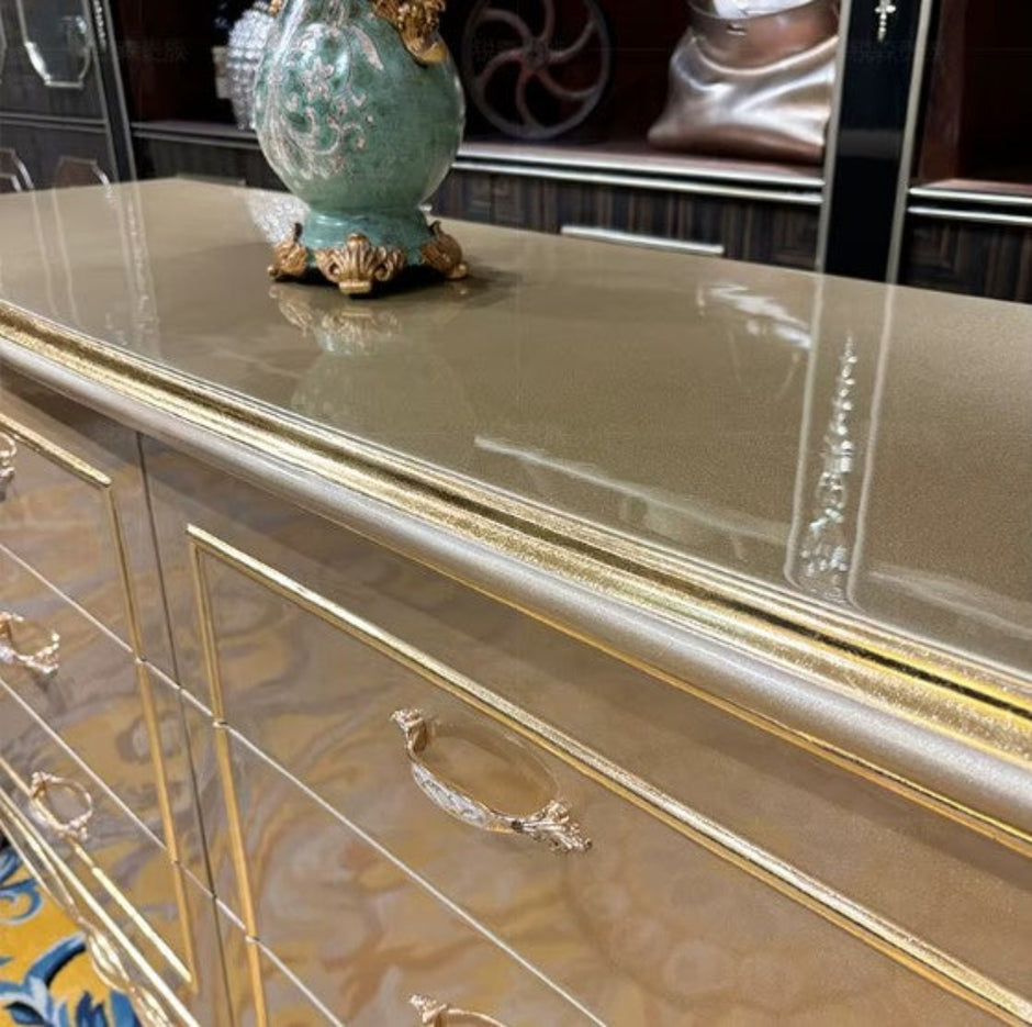 European Wooden Buffet Table With Drawers / Ruchi