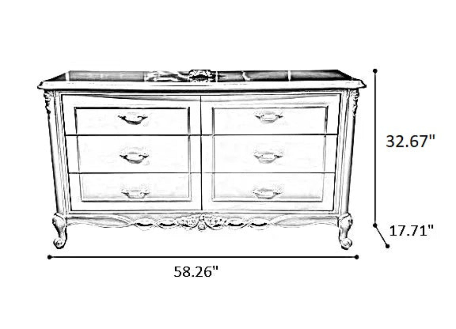 European Wooden Buffet Table With Drawers