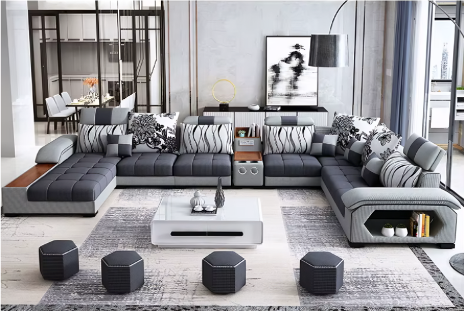 Modern Multifunctional Fabric Sectional Sofa