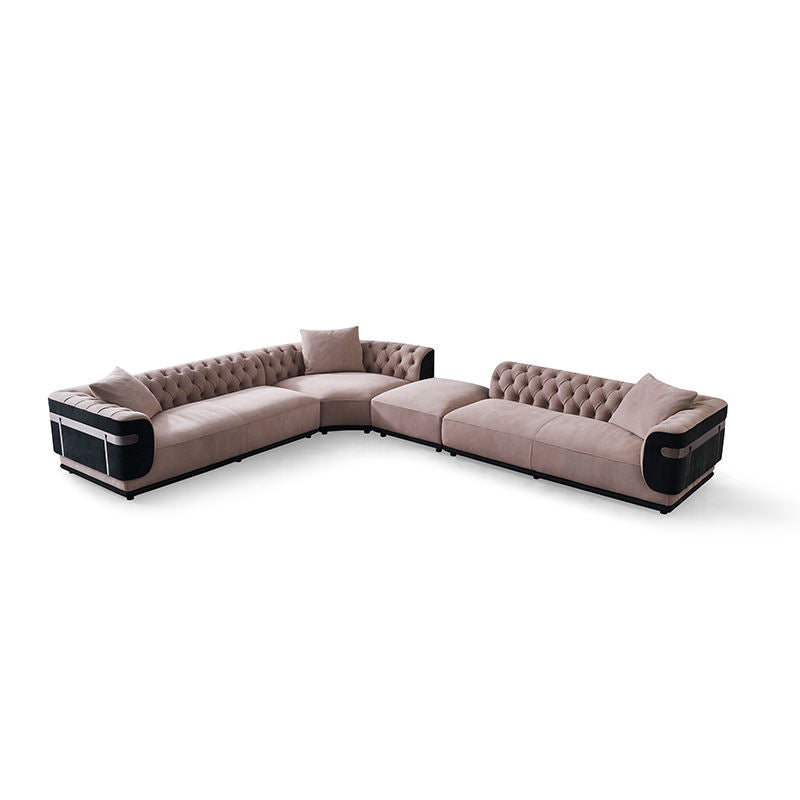 Large L-Shape Leather Fabric Sectional Sofa