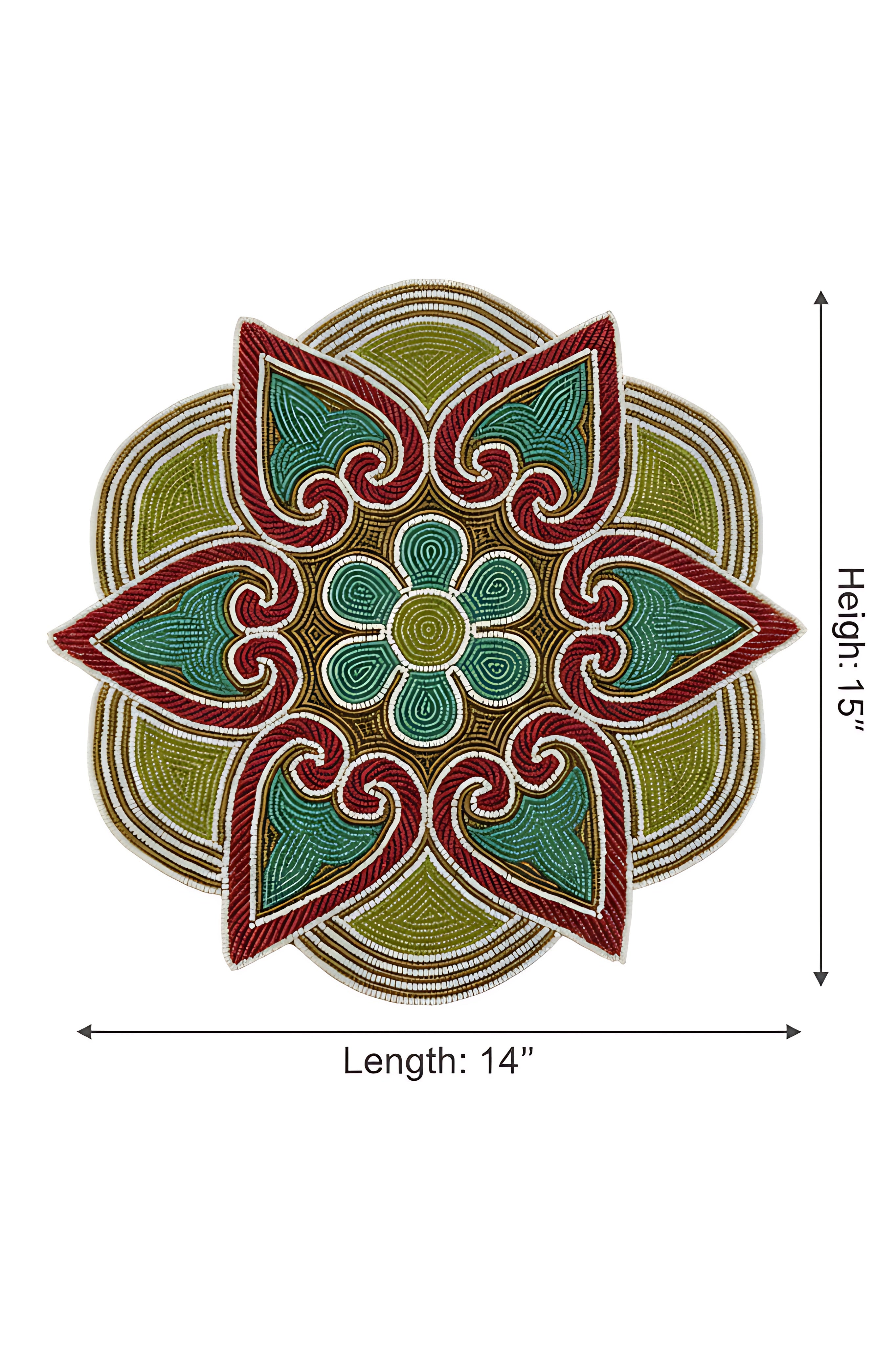 Decorative Floral Medallion Beaded Placemat Set of 2 / Ruchi