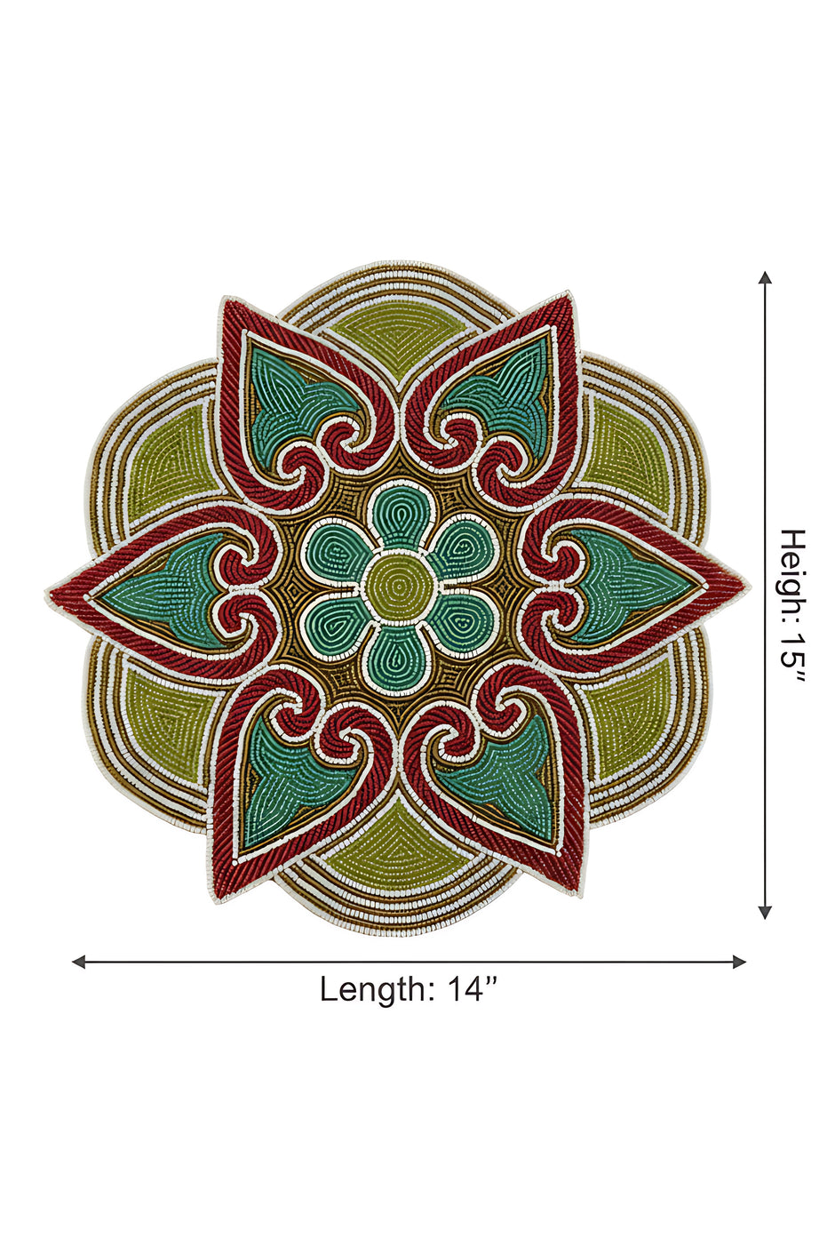 Decorative Floral Medallion Beaded Placemat Set of 2 / Ruchi