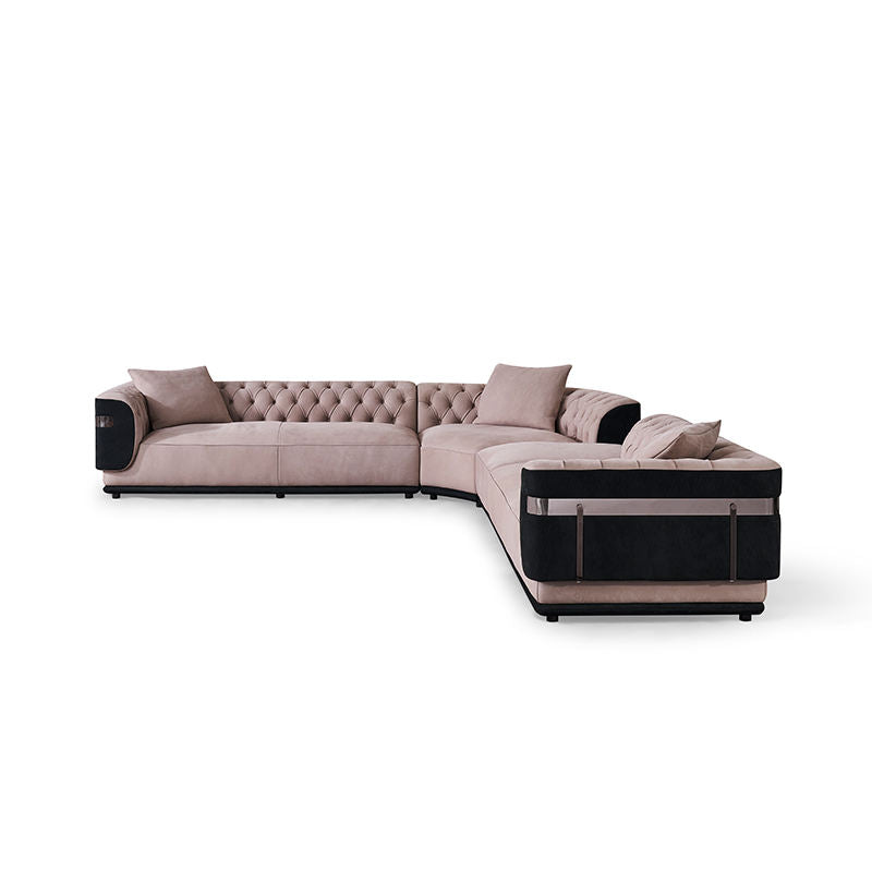 Large L-Shape Leather Fabric Sectional Sofa / Ruchi
