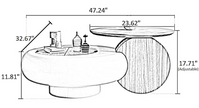 Extendable Round Wooden Coffee Table With Storage