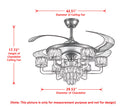Remote Control LED Crystal Ceiling Fan Light / Ruchi