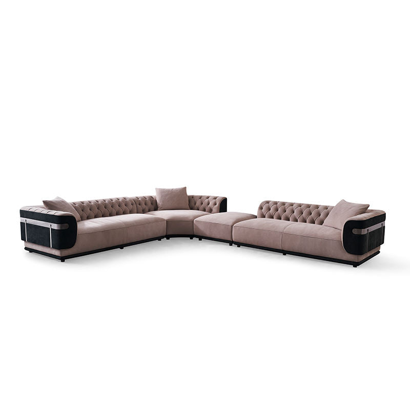 Large L-Shape Leather Fabric Sectional Sofa / Ruchi