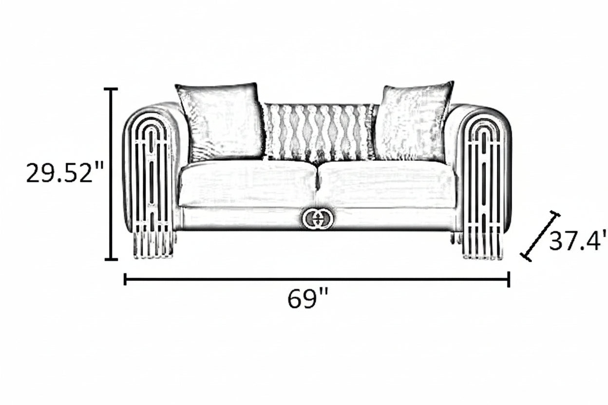 Modern Luxurious Black Velvet Sofa Set