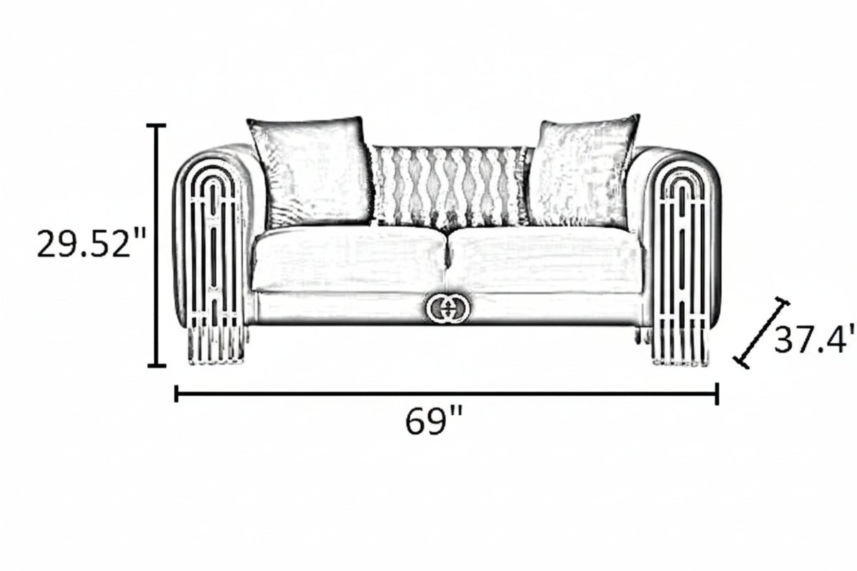 Modern Luxurious Black Velvet Sofa Set