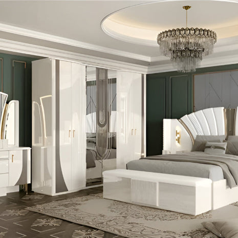 Modern Leather Upholstered Bedroom Set / Ruchi