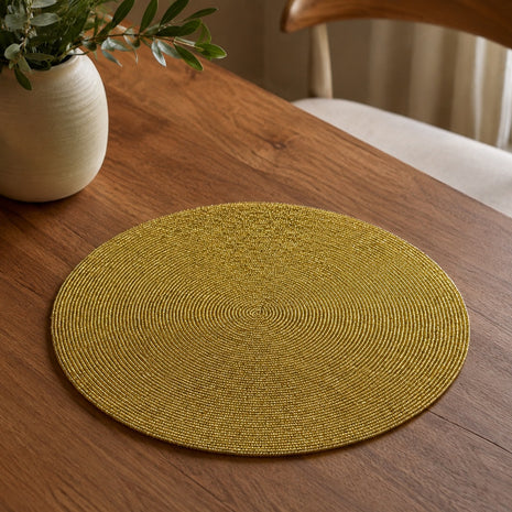 Elegant Beaded Round Placemat Set of 2 / Ruchi