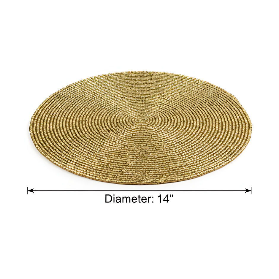 Elegant Beaded Round Placemat Set of 2 / Ruchi
