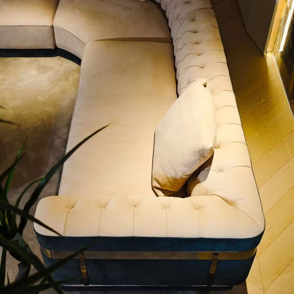 Large L-Shape Leather Fabric Sectional Sofa / Ruchi