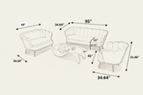 Velvet Fabric Sofa Set For Living Room / Ruchi 