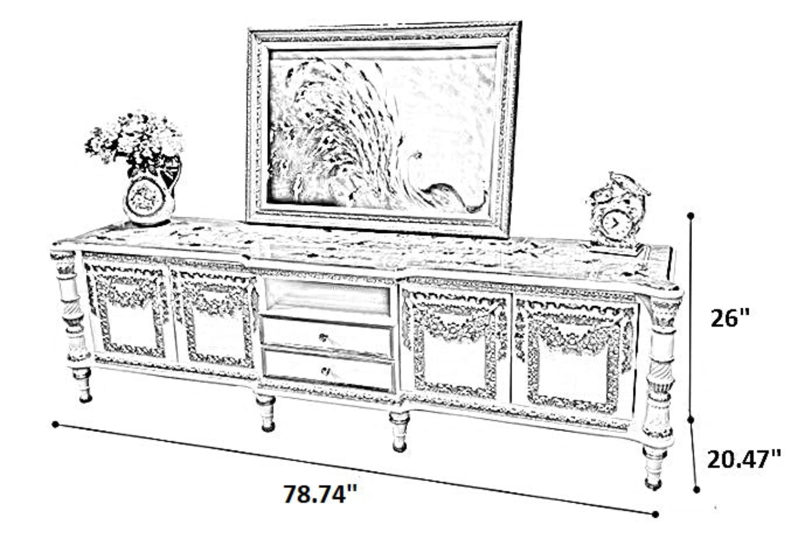 European Wooden TV Stand Cabinet With Storage