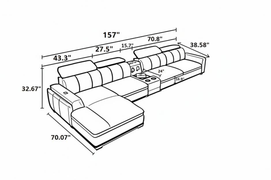 Multi-functional Sectional Leather Sofa