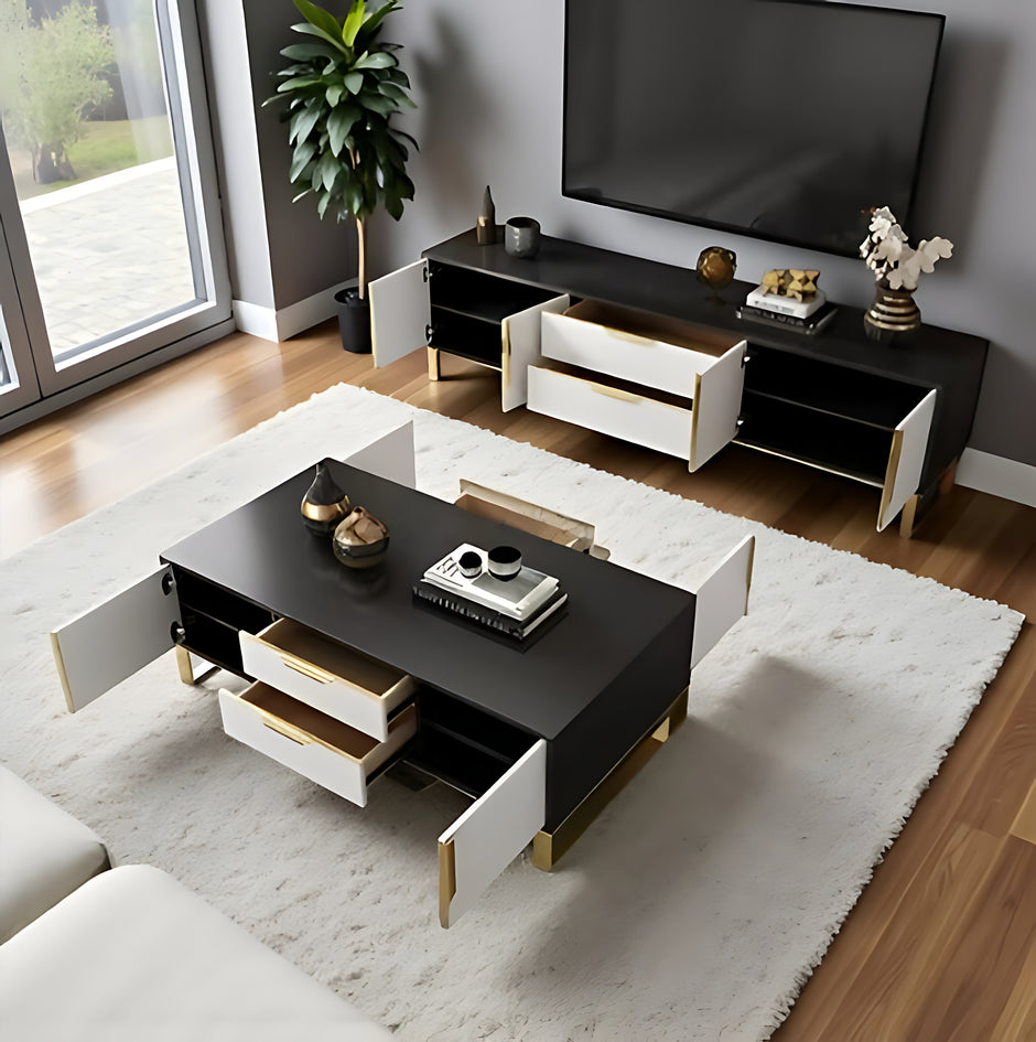 Elegant Wooden Coffee Table And TV Stand Set / Ruchi