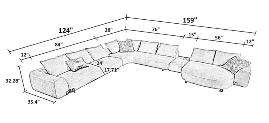 L-Shaped Sectional Sofa With Boucle Fabric Upholstery / Ruchi