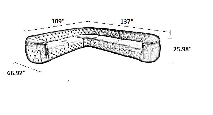 Classy High End Velvet Fabric Sectional Sofa / Ruchi