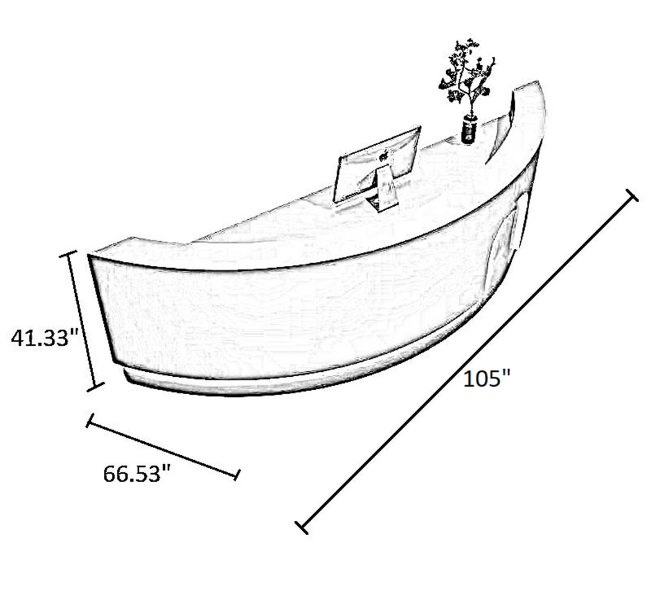 Modern LED 105 Inch Curved Wooden Reception Desk