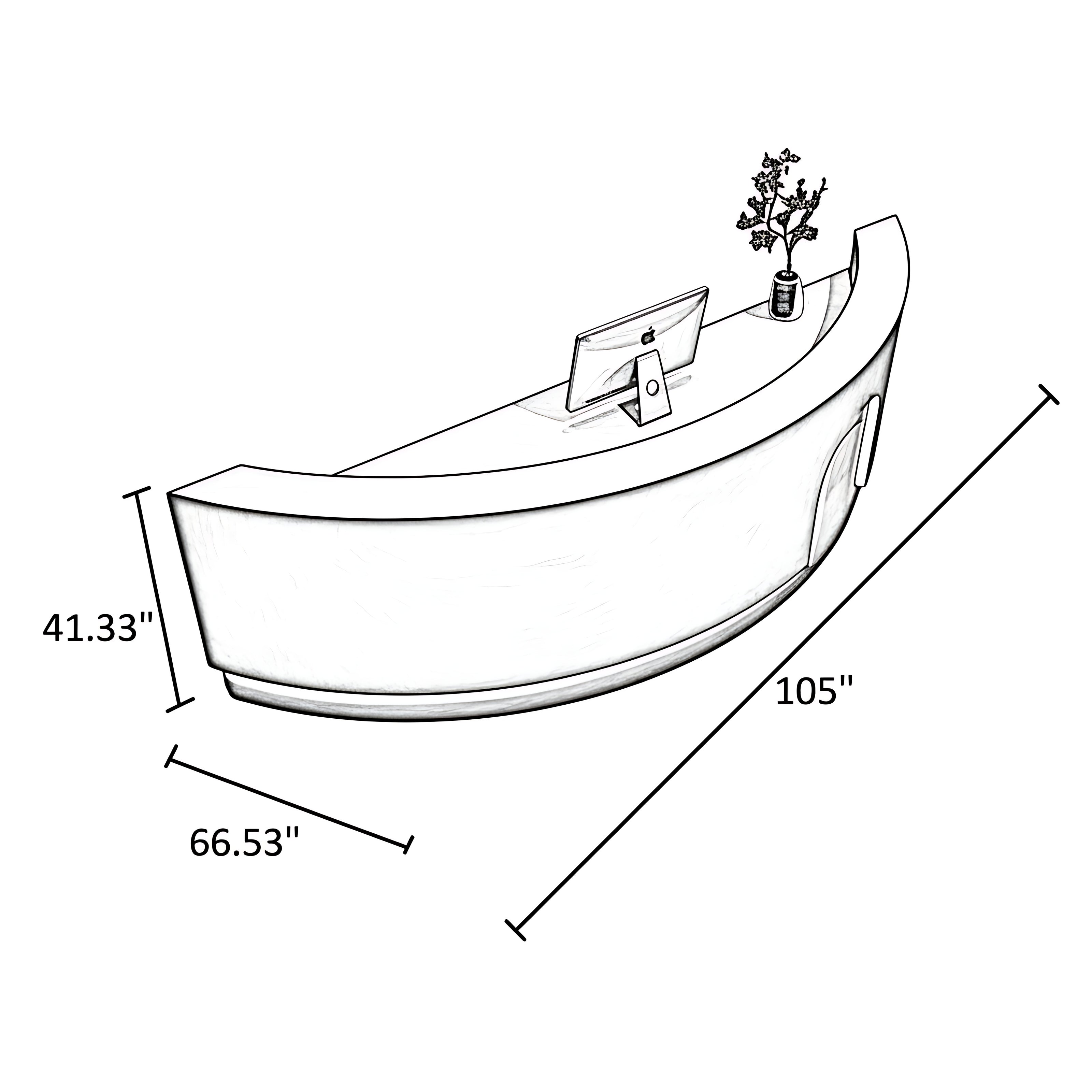 Modern LED 105 Inch Curved Wooden Reception Desk